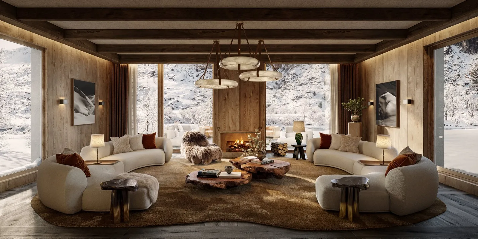 Living room with panoramic mountain views